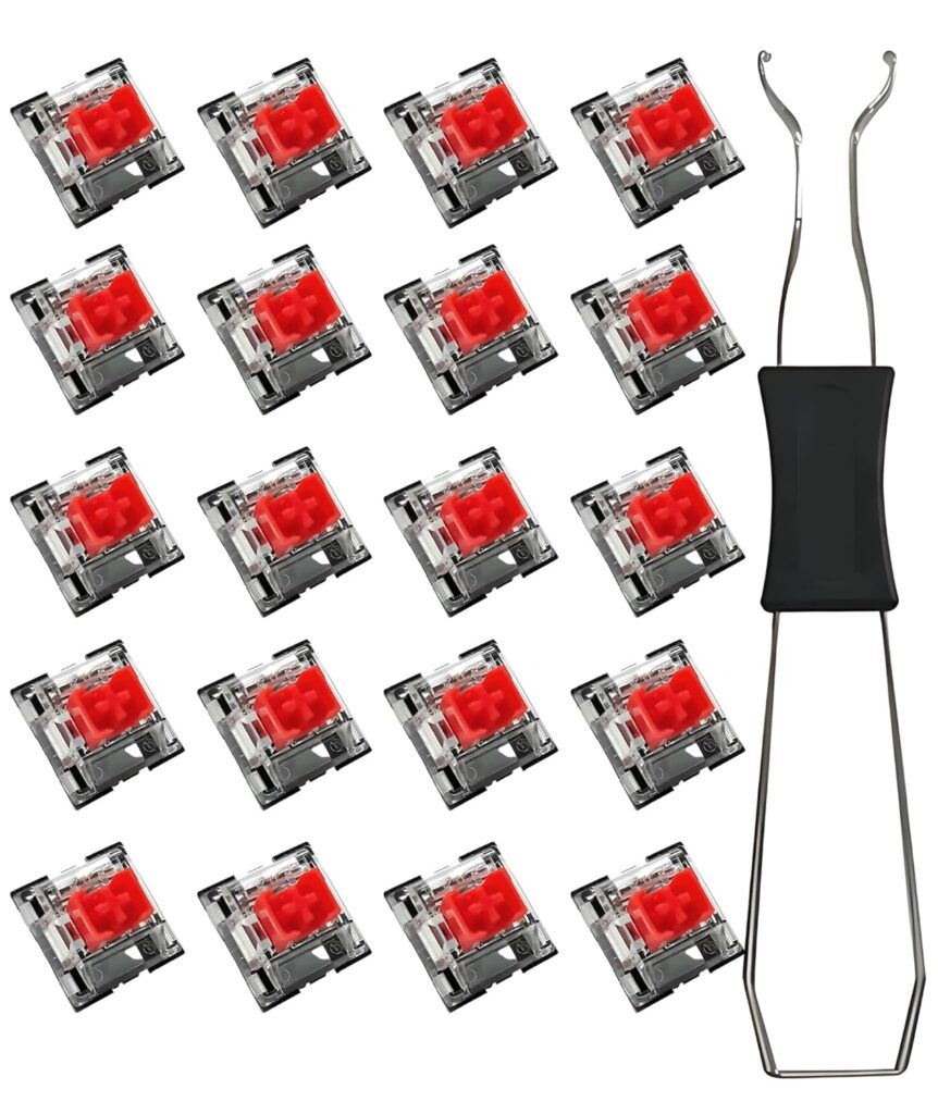 20 Pack Red Switches, Mechanical Keyboard Switches, Linear 45G Force, Dustproof Hot-Swappable, with 1 Switch Puller, for Gaming and Office Typing