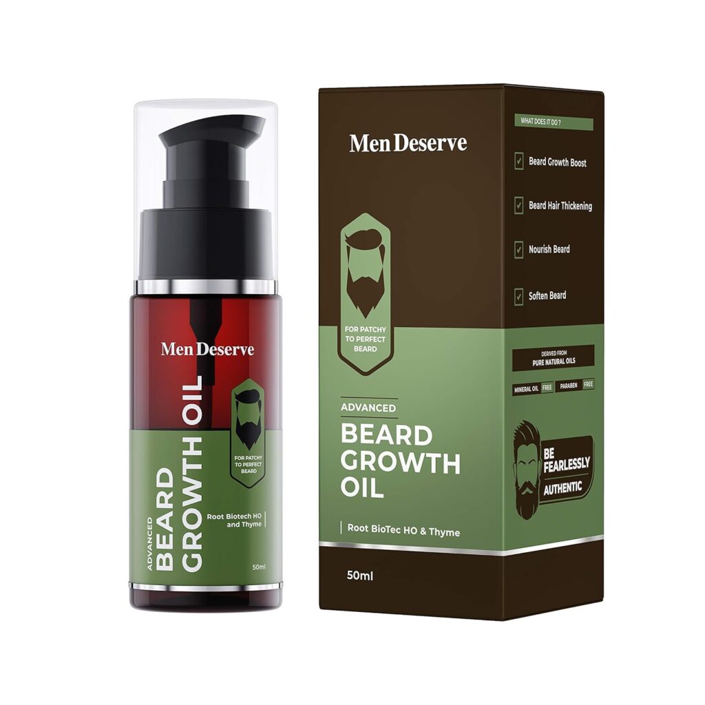 Men Deserve Advanced Beard Growth Oil enriched with Root BioTec HO & Thyme for patchy to perfect beard growth (50ml)