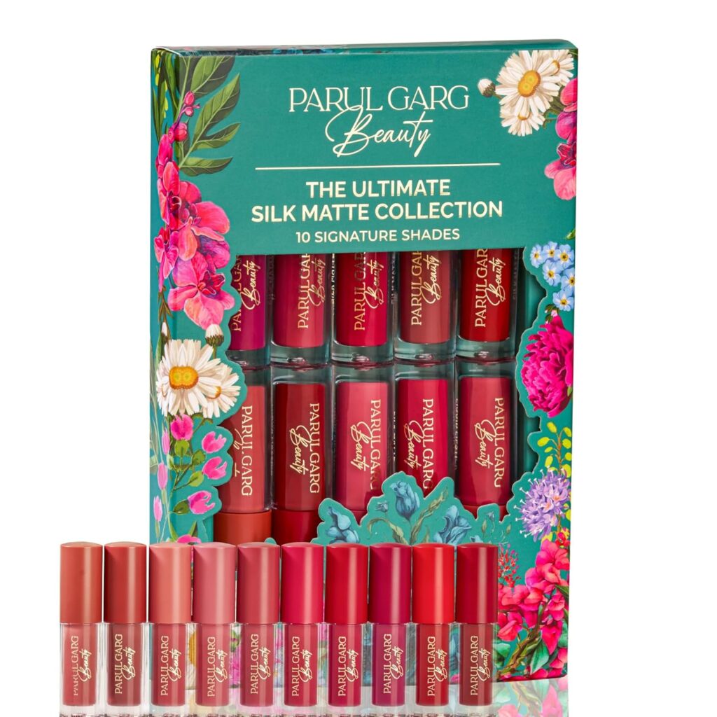 Parul Garg Beauty Ultimate 10-in-1 Mini Silk Matte Liquid Lipstick Set for Indian Skin Tone | Long-Lasting, Transfer-Proof | Perfect for Gifting & Special Occasions | Pack of 10, Multicolor