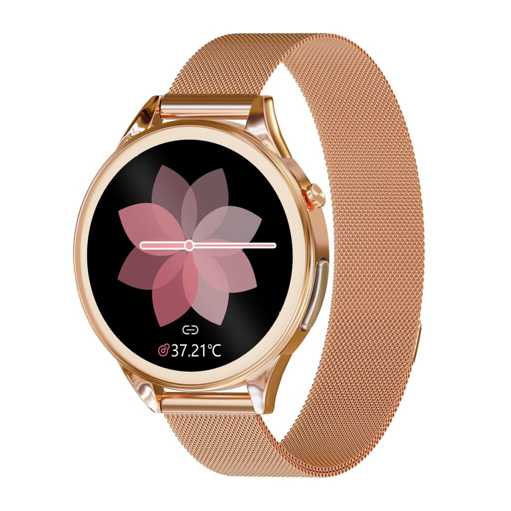 Vibez by Lifelong Xena Smartwatch for Women with HD Display| ECG+PPG|Body Temprature|24x7 Heart Rate & SpO2 Tracking| Sports Mode|IP68|10 Days Battery Backup(VBSWW126, Gold)