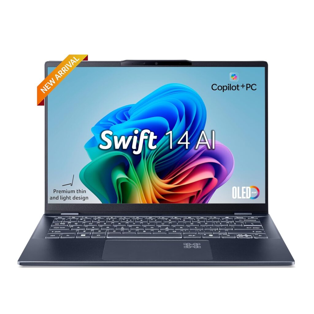 Acer Swift 14 AI PC Premium Laptop Intel Core Ultra 5 226V (14-inch OLED WUXGA/16GB LPDDR5X/512GB PCIe NVMe SSD/Intel® Arc™ graphics/1440p IR Camera with Shutter/Win11/MSO) 1.28kg, Steam Blue.