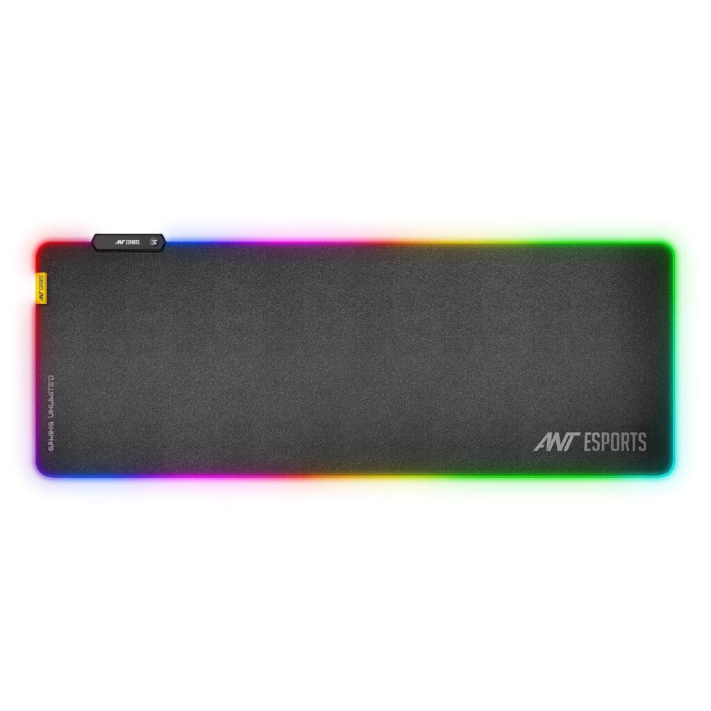 Ant Esports MP400 RGB - Gaming Mouse Pad-XL- Large Extended LED Mousepad, Anti-Slip Rubber Base with Waterproof Coating for Gamer/Office – Black.