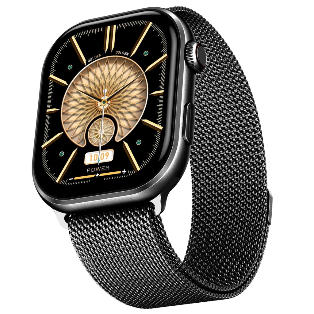 Fire-Boltt Brillia Pro Smart Watch 2.02” AMOLED Display, Bluetooth Calling, SpO2, Heart Rate Monitor, 120+ Sports Modes, Fitness Tracker, Voice Assistant, Smart Watch for Man & Women– Black