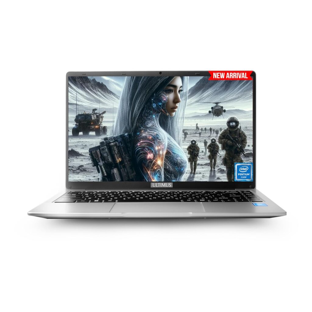 Ultimus APEX Bold N Intel Pentium Quad Core Laptop 8GB RAM 256 GB SSD Expandable~1TB Ultra Thin Bezel 180° Hinge 2.0x1 3.0x1 USB HDMI SD Card Slot Dual Speaker Win11 Home 1.2KG Cloud Silver