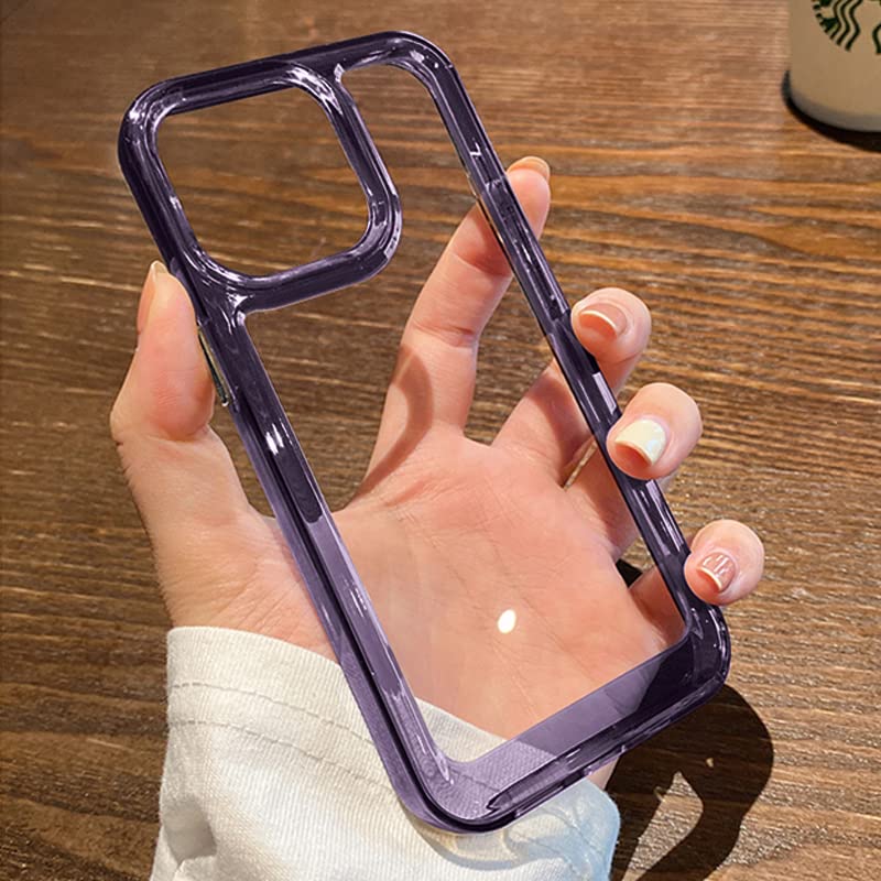 Acrylic Clear Hard Shockproof Armour Case for iPhone 13 Pro Max | Slim Fit | Anti-Scratch | Durable TPU Bumper Cover - (Purple)