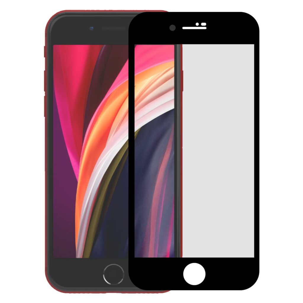 Amazon Brand - Eono Compatible with iPhone SE 2 2020 / SE 3 2022 Matte Finish Black Tempered Glass Screen Protector with Edge to Edge Coverage and Easy Installation Kit