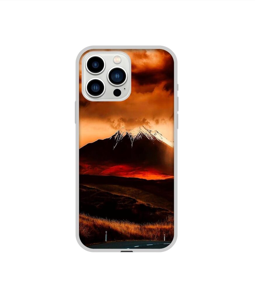 Amazon Brand - Solimo Designer Volcano UV Printed Soft Back Case Mobile Cover for Apple iPhone 13 Pro Max (Silicone_Multicolor)