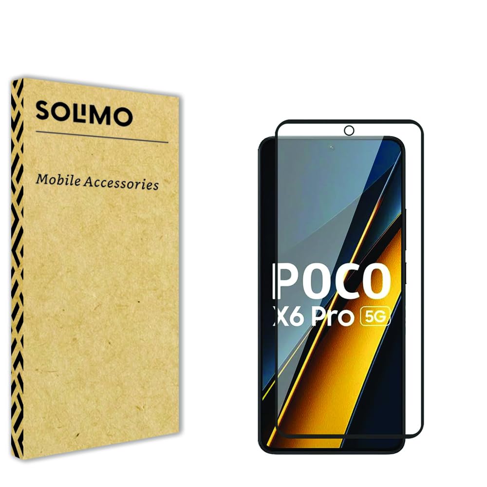 Amazon Brand - Solimo Edge-to-Edge Protector Tempered Glass Screen Protector for Poco X6 Pro 5G and Poco X6 5G Smartphone (6.67 Inch) | Easy Installation Kit