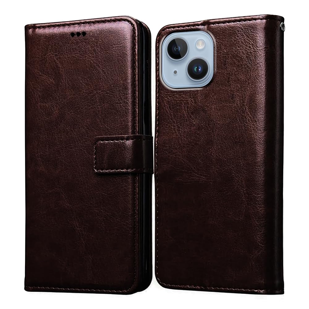 Amazon Brand- Solimo Flip for Apple iPhone 14 (Leather_Coffee)