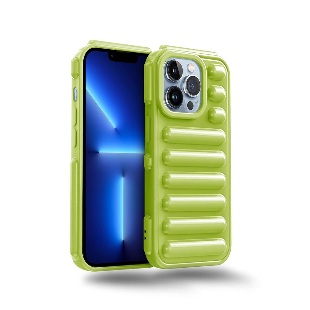 Amazon Brand - Solimo High Protection Capsule Design Back Cover for Apple iPhone 13 Pro Max - Neon Green
