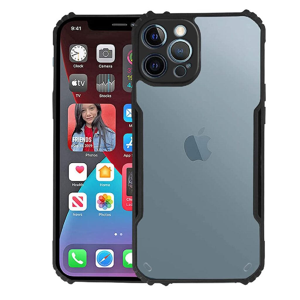 Amazon Brand - Solimo Mobile Cover (Soft & Flexible Shockproof Back Case with Cushioned Edges) (Black) for Apple iPhone 13 Pro Max (Silicone