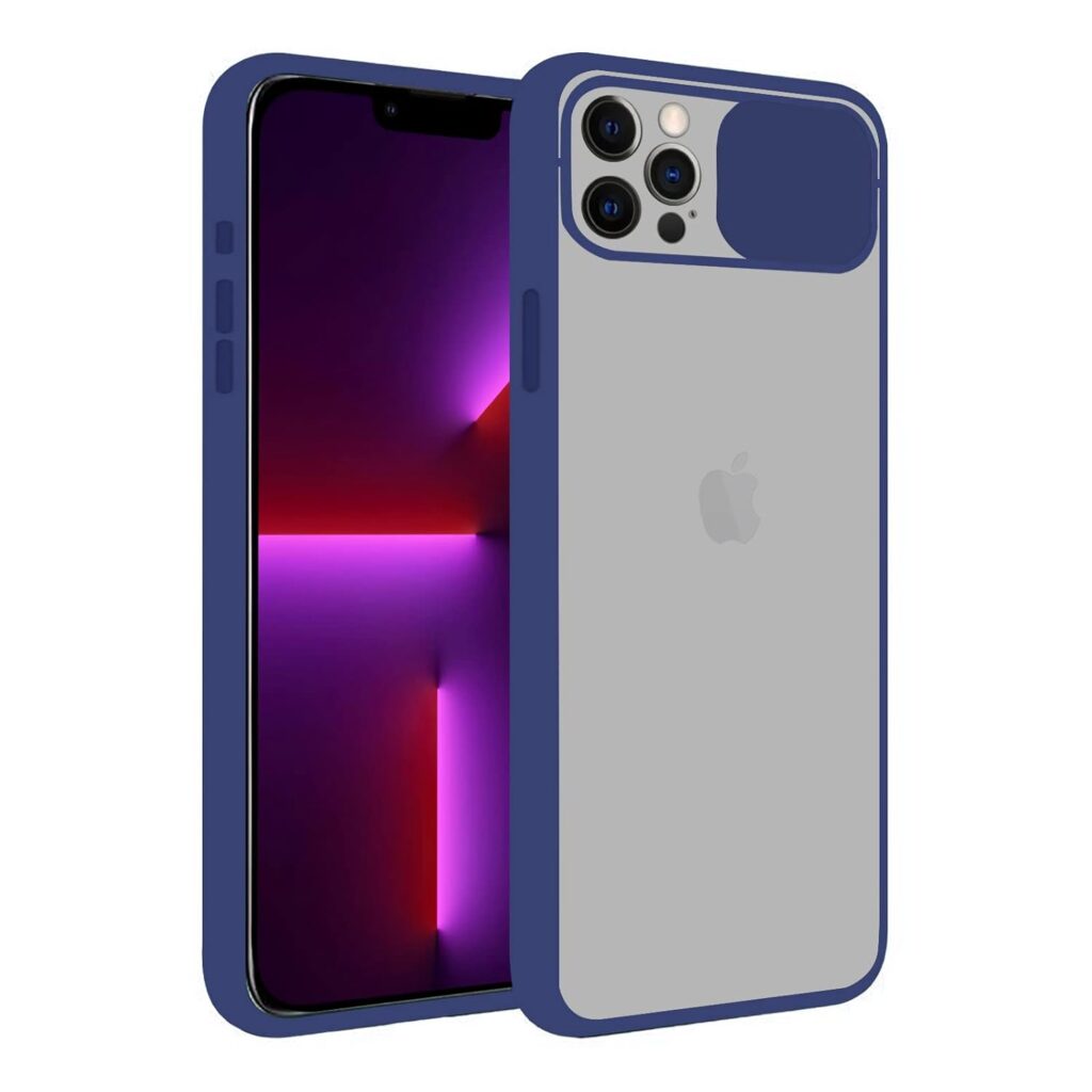 Amazon Brand - Solimo Polycarbonate Mobile Back Cover for Apple iPhone 13 Pro Max (IP-13PROMAX-SLIDER-BLUE_Blue)