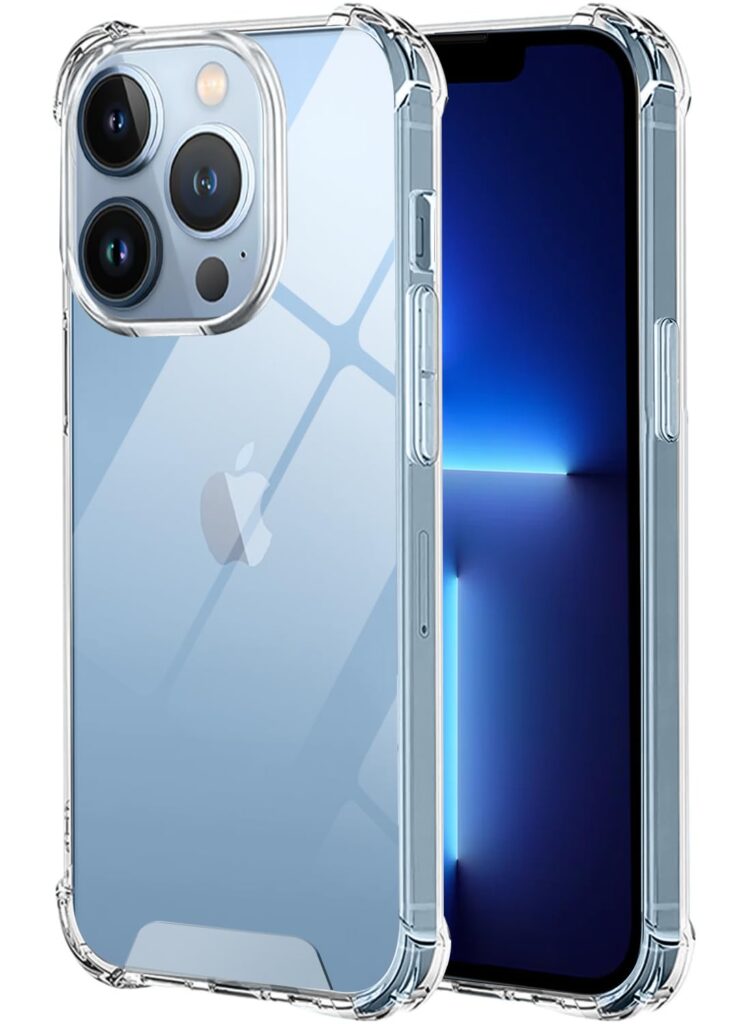 Amazon Brand - Solimo Ultra Hybrid Clear Camera Protection Corner Bumper Back Cover Case for iPhone 13 Pro Max- (Transparent)