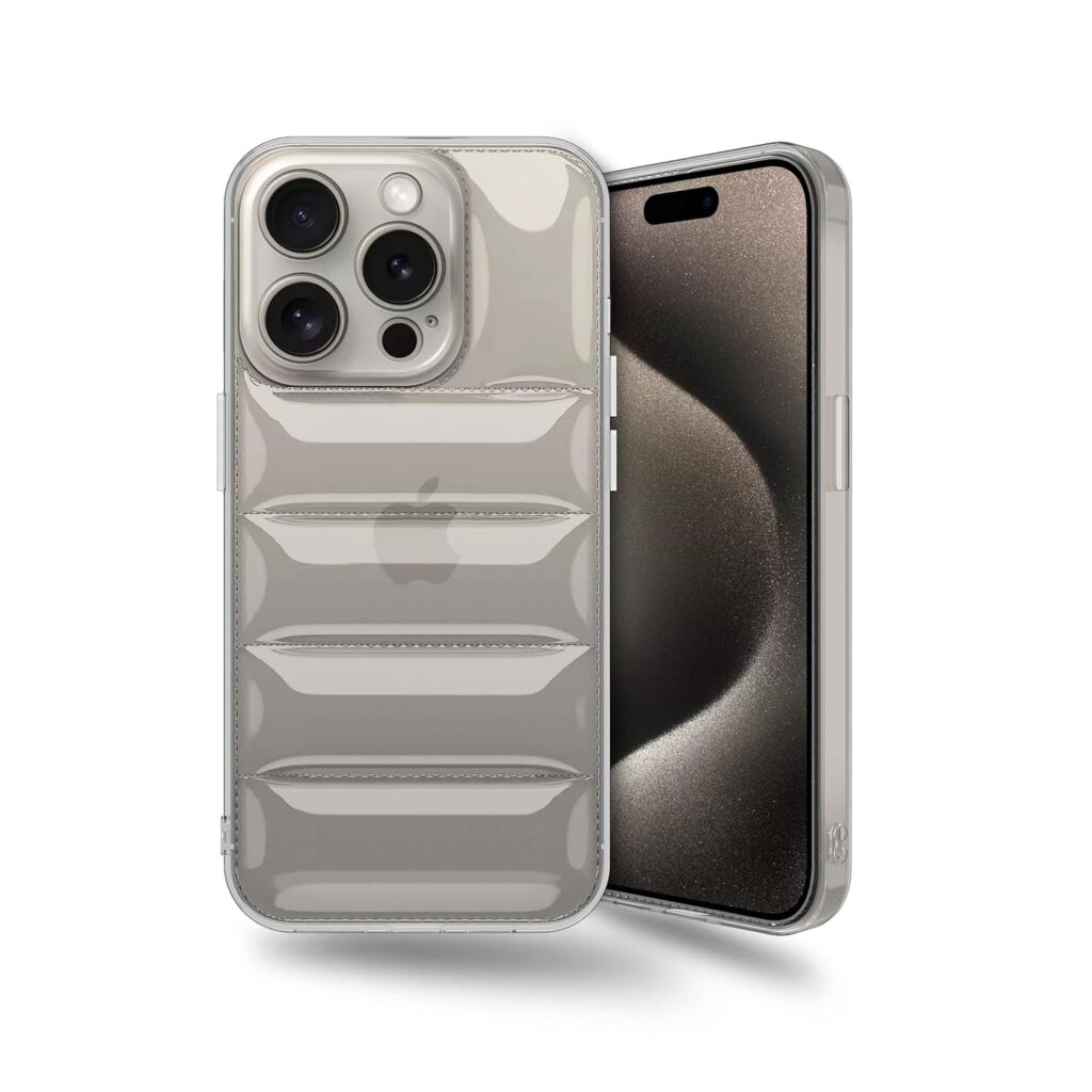 Amazon Brand - Solimo Ultra-Thin Transparent Puffer Case Camera Protection Soft Back Cover for Apple iPhone 15 Pro - Clear