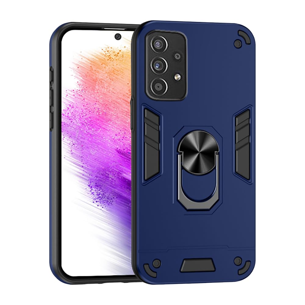 Armor Samsung Galaxy A73 5G Defender Case | Rotating Ring Holder & Kickstand in-Built | Military Grade Armor | 360 Degree Protection Back Cover for Samsung Galaxy A73 5G (Blue)