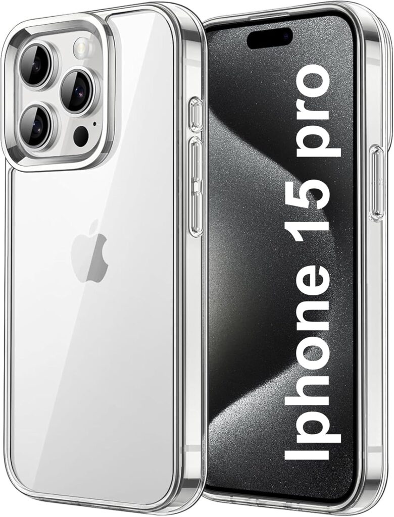 Back Cover Case for Apple iPhone 15 Pro Transparent TPU with Camera Protection, Shockproof, Anti-Yellowing, Scratch-Resistant, Wireless Charging Compatible for (iPhone 15 Pro Transparent)