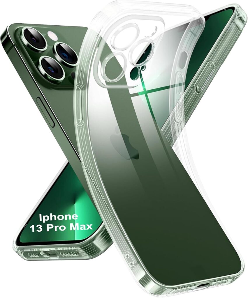 Back Cover Case for iPhone 13 Pro Max Transparent TPU with Camera Protection, Shockproof, Anti-Yellowing, Scratch-Resistant, Wireless Charging Compatible for (iPhone 13 Pro Max Transparent)