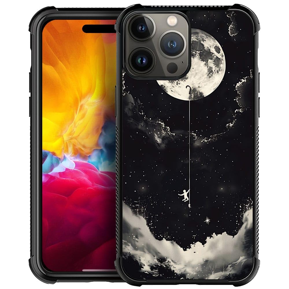 CARLOCA Compatible with iPhone 15 Pro Case,Climbing The Moon Pattern iPhone 15 Pro Cases,Ultra Protection Shockproof Soft Silicone TPU Non-Slip Back for iPhone 15 Pro
