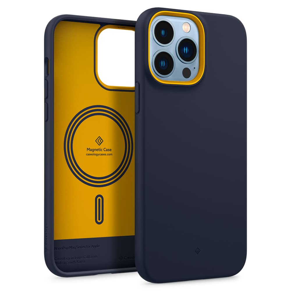 CASEOLOGY by Spigen TPU Nano Pop Mag Back Cover Case Compatible with iPhone 13 Pro Max (TPU | Blueberry Navy)
