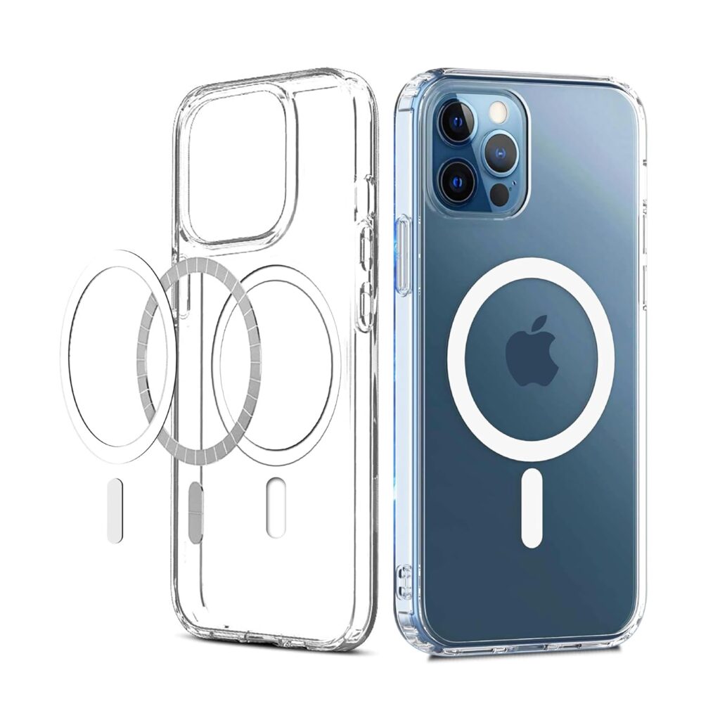 CEDO Magfit Cover for iPhone 12/12 Pro | Mag-Safe Wireless Charging | Designed with Magnetic Lock Shockproof Phone Bumper Transparent Back Case Cover (Transparent)