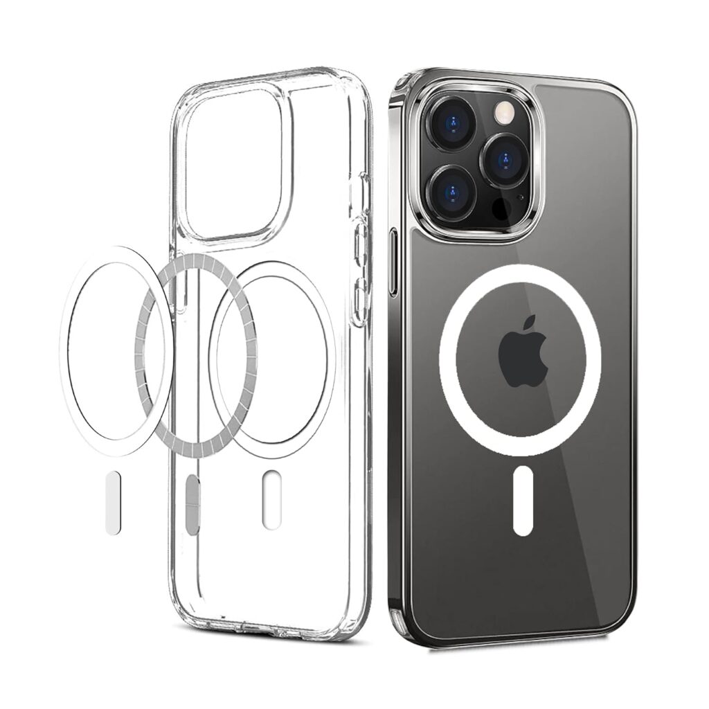 CEDO Magfit Cover for iPhone 15 Pro | Mag-Safe Wireless Charging | Designed with Magnetic Lock Shockproof Phone Bumper Transparent Back Case Cover (Transparent)