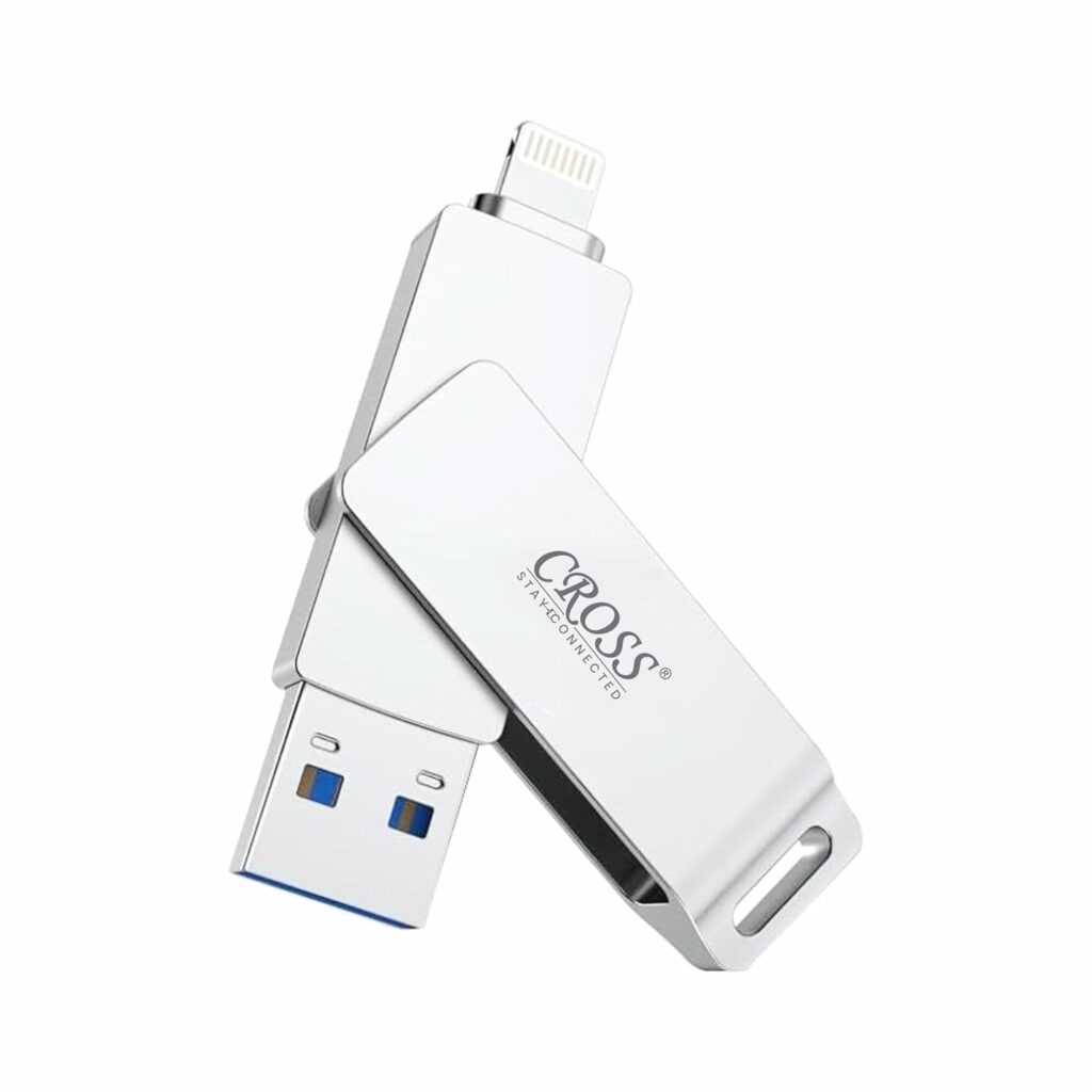 CROSS Pendrive for iPhone 14/14 pro / 14 pro max/13Mini/13/13 Pro/13 ProMax/12Mini/12/12Pro/12ProMax/11/11 Pro/11 Pro/XsMax/Xs/XR/X/8/7/Plus/6S/6/SE/5S/5C/Ipad/macbook and Laptop (Metal Body)
