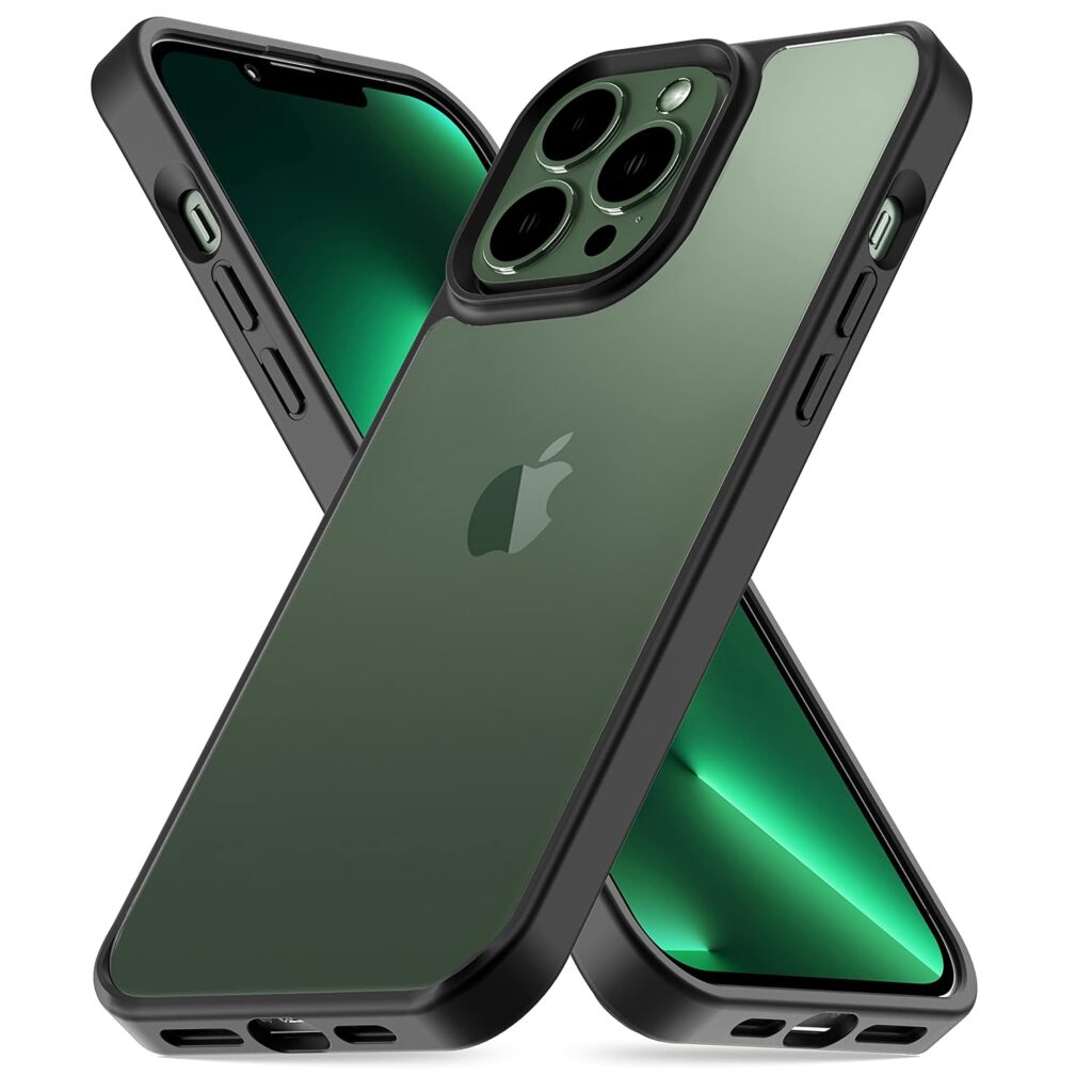 CZARTECH Native Back Cover for iPhone 13 Pro Max Clear case (TPU + Tough Polycarbonate Back I 6ft Drop Protection Tested I Matte Black-Transparent I No Yellowing)