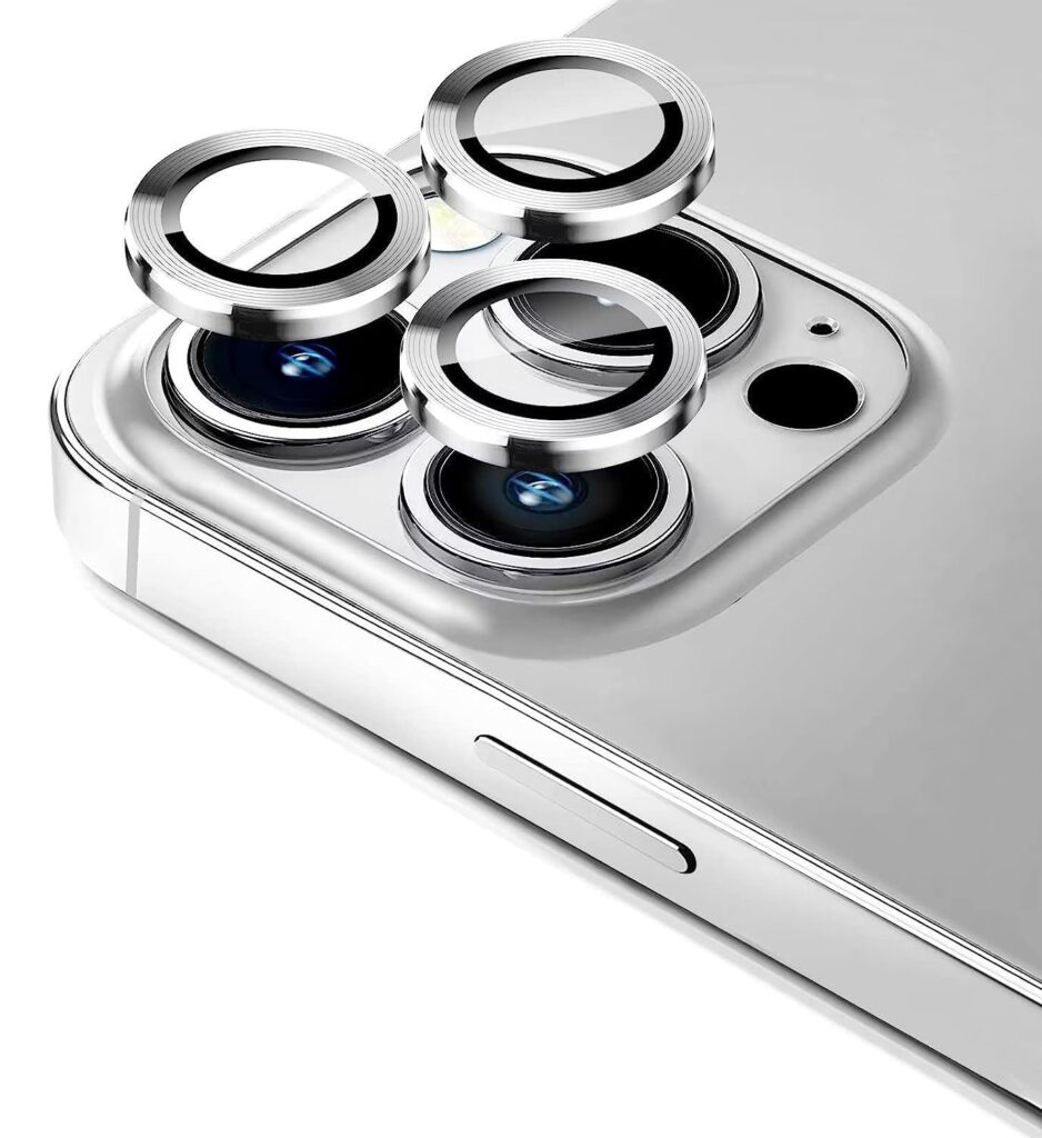 Camera Lens Protector for iPhone 13 Pro 6.1"& iPhone 13 Pro Max 6.7", Tempered Glass Camera Lens Protector Tempered Glass Lens Ring Cover Fit for iPhone 13 Pro/iPhone 13 Pro Max (Silver)