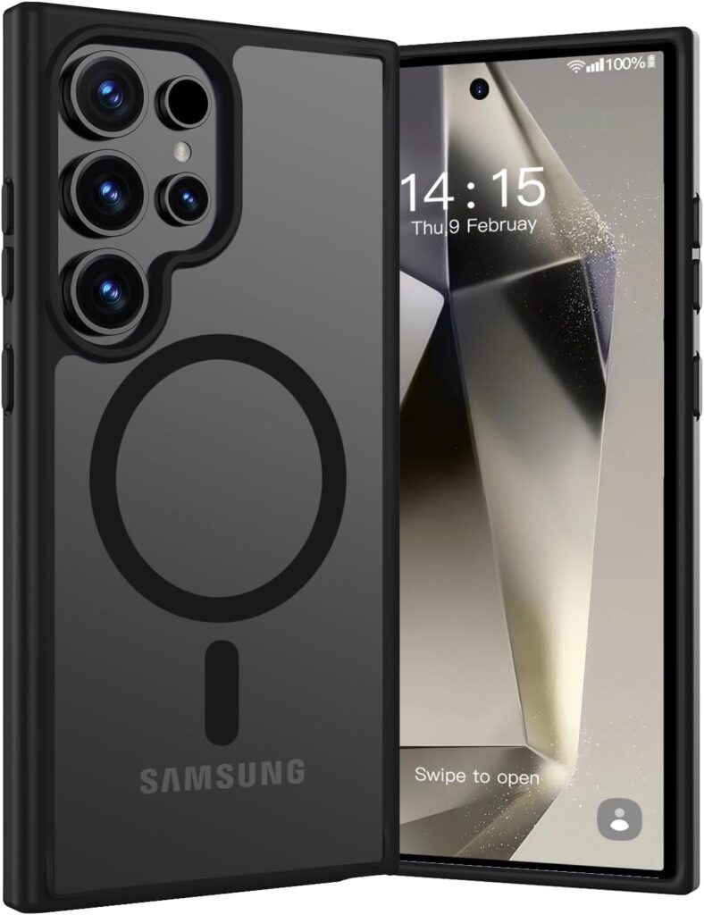 Clear Case for Samsung Galaxy S22 Ultra 5G Compatible with Magnetic Charging- Premium Transparent Protective Cover with Enhanced Durability - Sleek and Slim Design (Black)