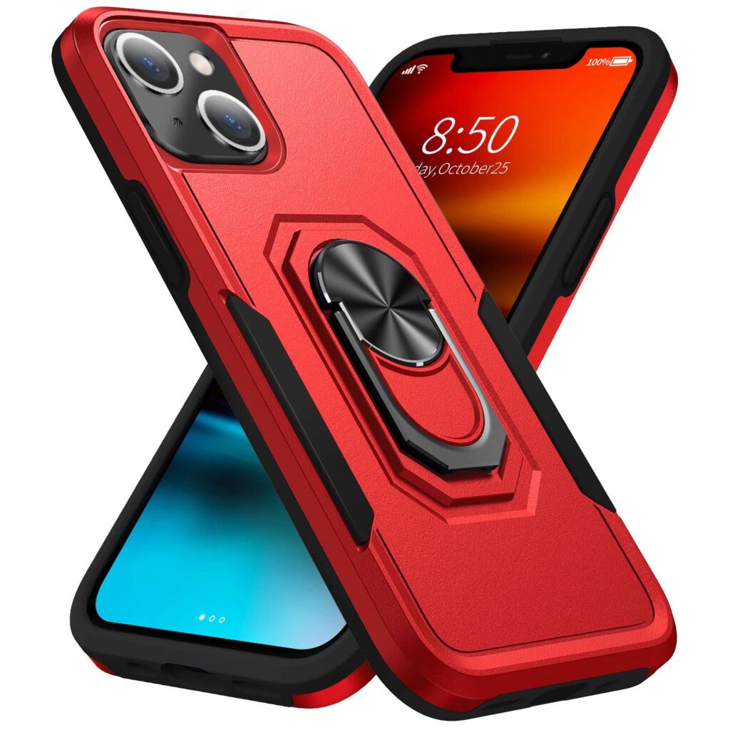 Cubix Rugged Dual-Layer Back Case for Apple iPhone 13 Pro MAX Shockproof Protective Cover with Kickstand - RED