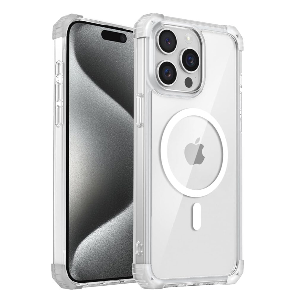 Cubix® Back Cover for Apple iPhone 13 Pro Max Case Clear Transparent with Strong Magnetic Ring Anti-Yellowing Extra Cushion Fall Protection Hard Back & Soft TPU Anti-Shock Design