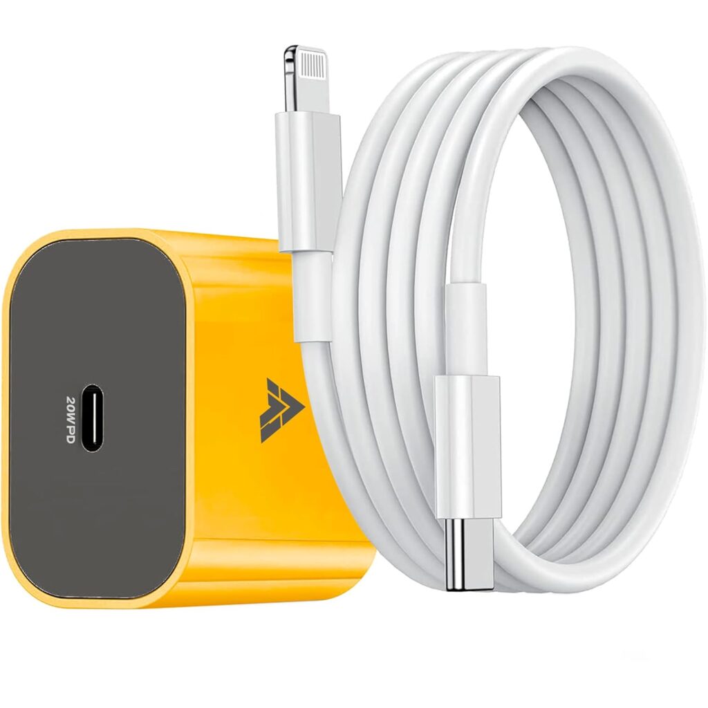 DR VAKU® 20W Charger Adapter Cable Combo (MFi-Certified) Compatible with 14/14Plus/14Pro/14 Pro max/iPhone 13/13 Pro/13 Pro max/iPhone 12/12 Pro/11/X/Xr- Yellow