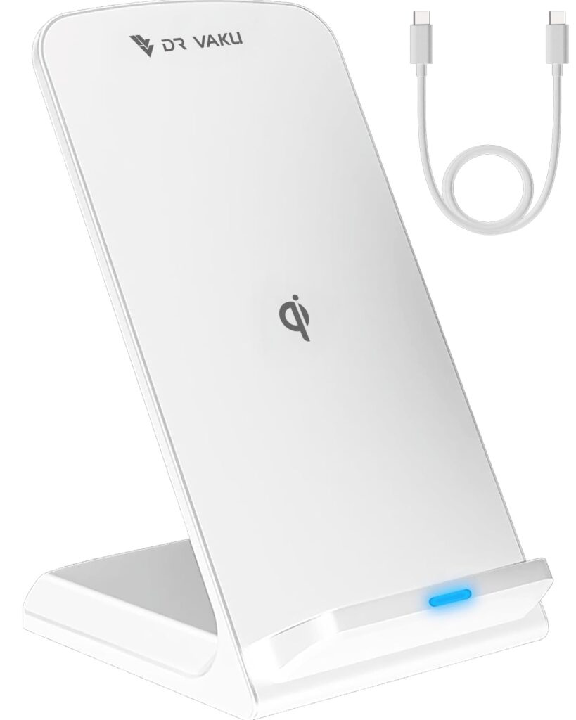 DR VAKU® Unity 15W Fast Wireless Charger Qi Certified Charging Stand for 17/17 Air/17 Pro/17 Pro Max, iPhone 16/16 Plus/16 Pro/16 Pro Max, iPhone 15/14/13/12/11 Series- White