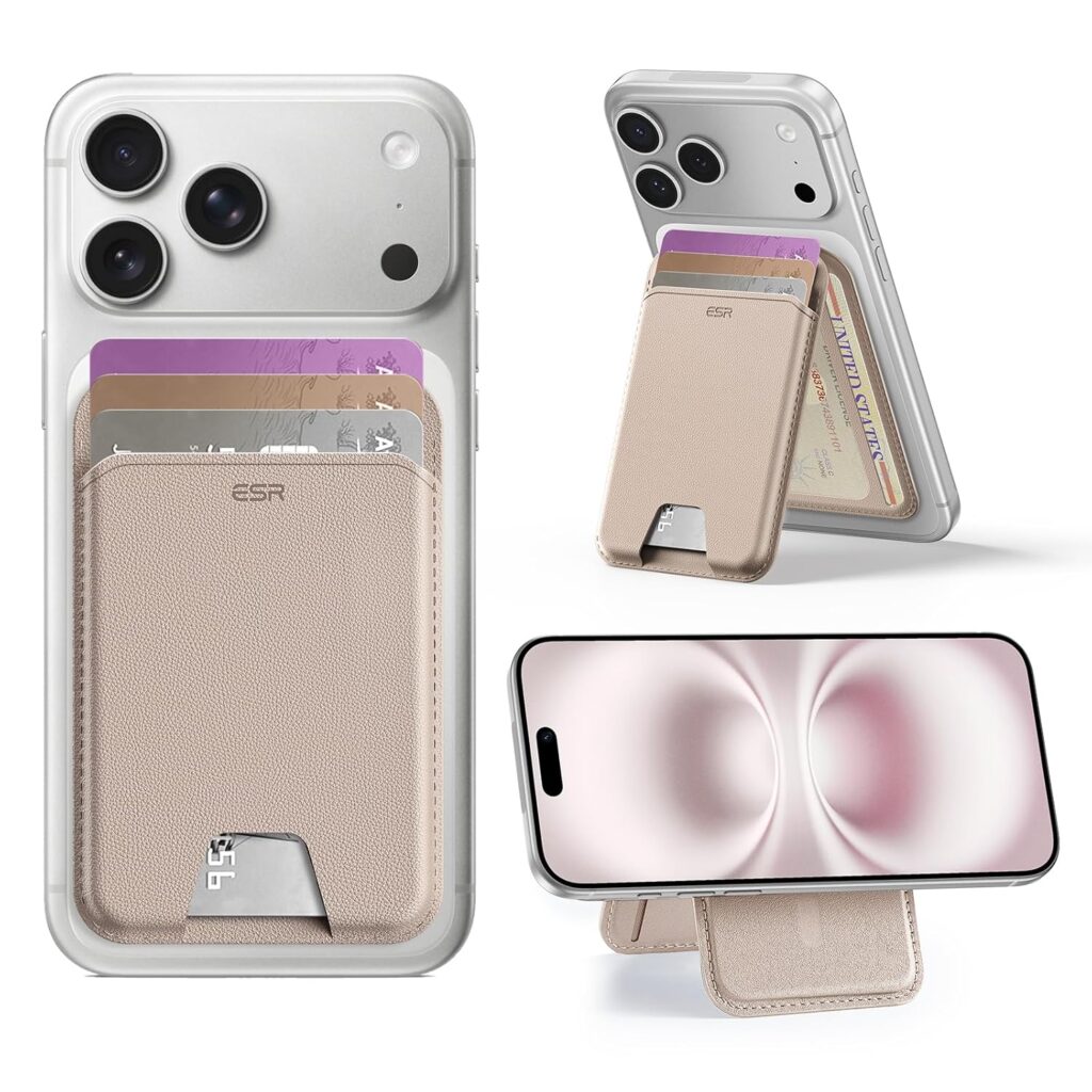 ESR Upgraded for Aura MagSafe Wallet, 5 Card-Holder with Adjustable Stand, RFID Blocking,Wallet for iPhone, Slim for iPhone 17/16/15/14/13/12,Google Pixel 10/Pro/Pro XL,Not for Mini,Desert Titanium