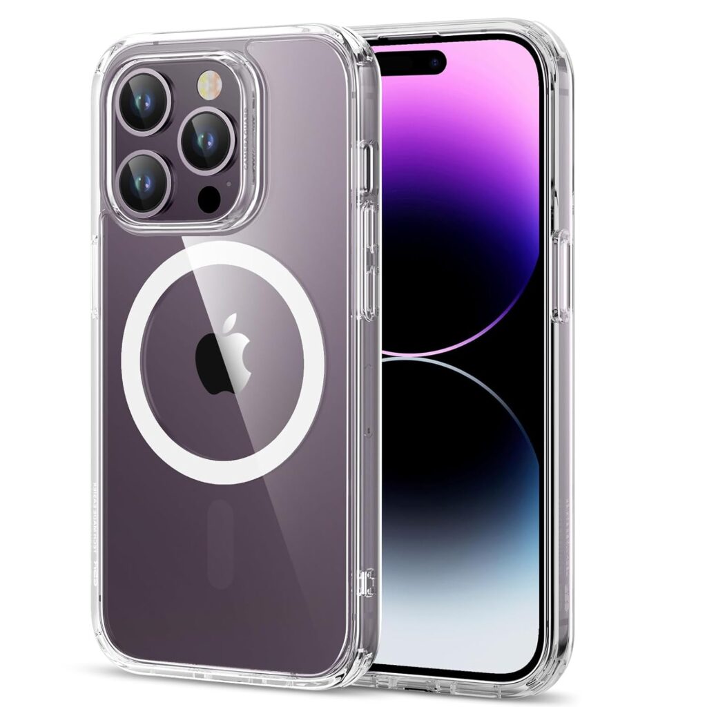 ESR for iPhone 14 Pro Case, Compatible with MagSafe, Scratch-Resistant, Thin and Slim, Classic Shockproof Military-Grade Protection, TPU, Magnetic Back Cover, Clear