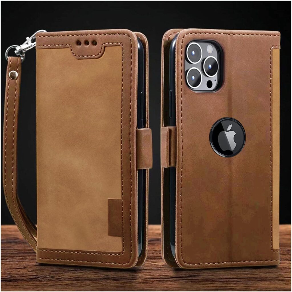 Excelsior Flip Cover Compatible with iPhone 13 Pro Max | Premium PU Leather | 360 Degree Protection (Coffee)