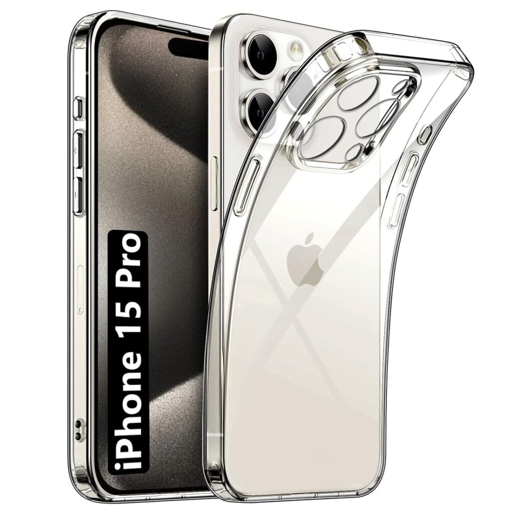 Fashionury Shockproof Crystal Clear Back Cover Case for iPhone 15 Pro | Raised Bumps for Camera & Screen Protection | Transparent Back Cover Case for iPhone 15 Pro
