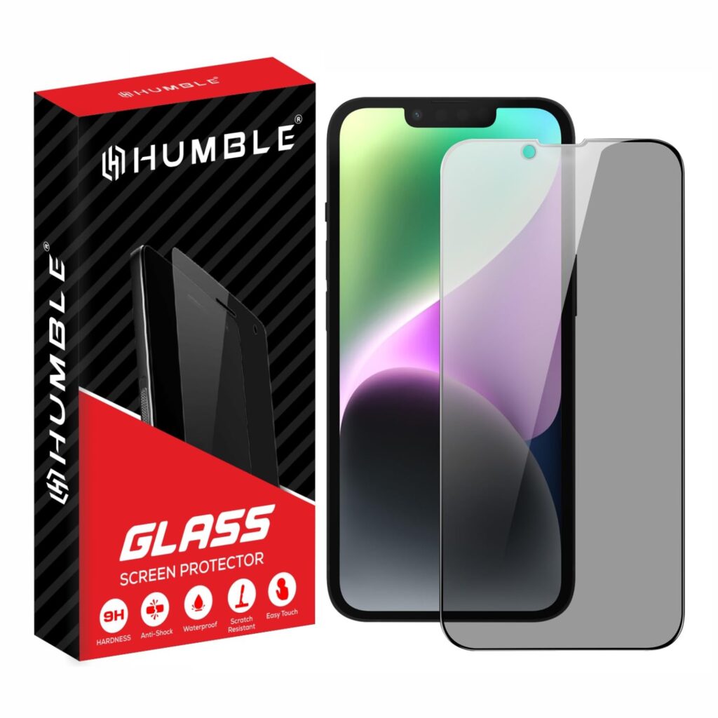 HUMBLE Edge To Edge Privacy Screen Protector Tempered Glass For Iphone 13 Pro Max and 14 Plus (6.7 Inches) With Easy Self Installation Kit (PT-13 Pro Max/14 Plus) - Black