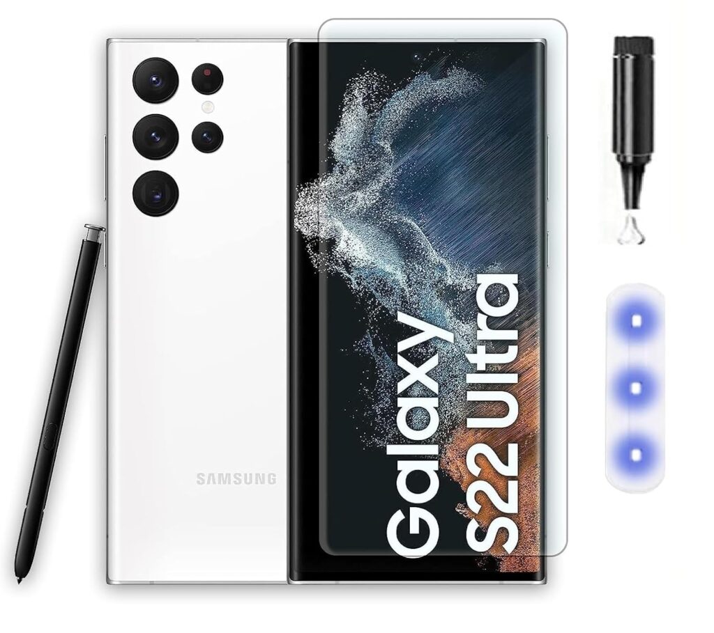 JGD PRODUCTS Adavnced Glue UV Curved Tempered Glass for Samsung Galaxy S22 Ultra 5G | with HD clearity Full Curved Edge Protection and Installation Kit