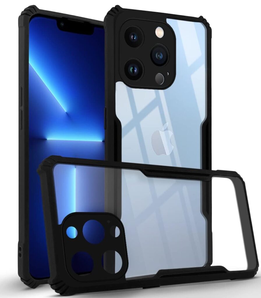 Jkobi Back Case Cover for Apple iPhone 13 Pro Max (Shockproof with Polycarbonate Clear Panel | Black)