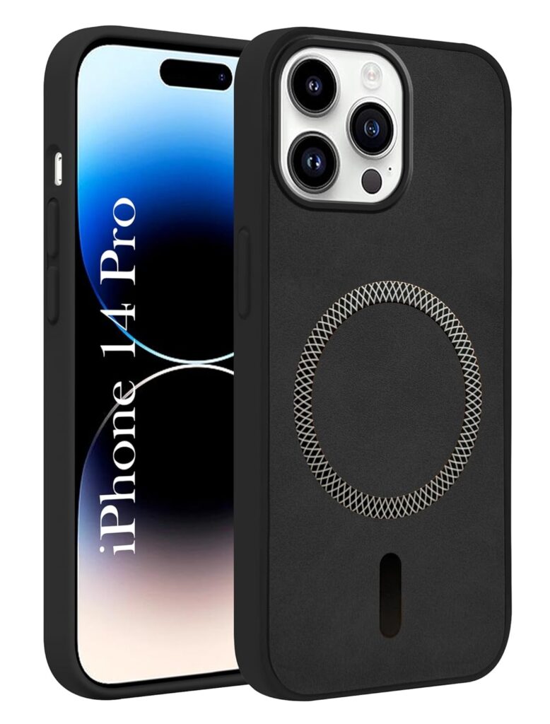 Jkobi Leather Finish Back Cover Case for Apple iPhone 14 Pro (MagSafe Compatible Wireless Charging | Soft Touch | Camera Bump Protection)