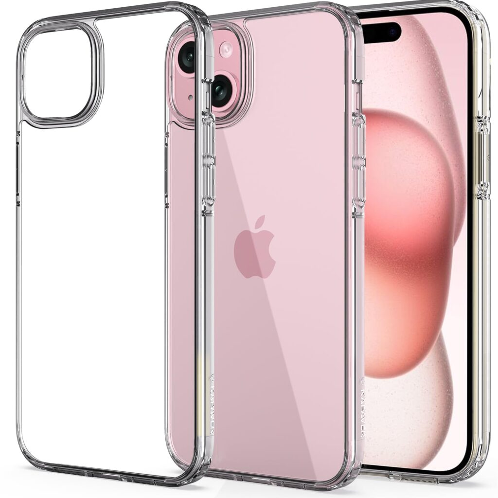 KAPAVER Impulse Back Cover Case Compatible with iPhone 15 Plus (TPU+PC) (Clear)