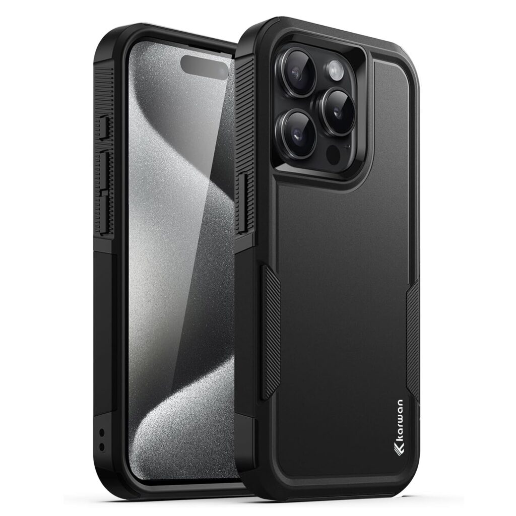 KARWAN®️ Back Case Cover for iPhone 15 Pro Max (6.7-Inch-) Heavy Duty |Dual-Layer Rugged Protection| Shockproof Protective Tough iPhone 15 Pro Max Mobile Phone Back Cover [Matte Back] (Black)