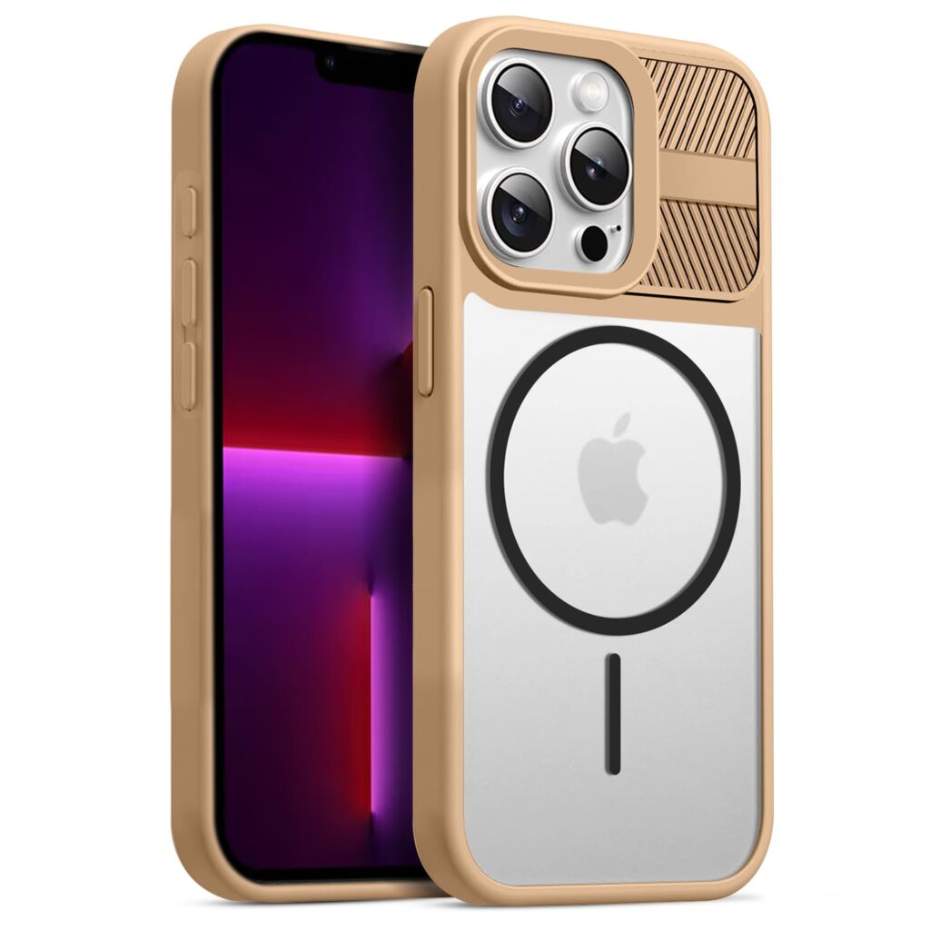 KARWAN®️ Magnetic Clear Back Case Cover for iPhone 13 Pro Max (6.7-Inch-) |Acrylic Transparent Slim | Shockproof iPhone 13 Pro Max Mobile Phone Back Cover [Clear Back] [TPU + Pc] [Brown]