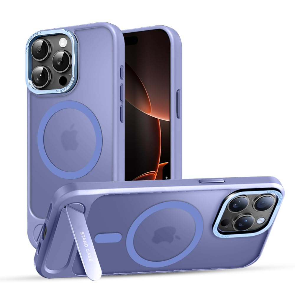 KARWAN®️Matte Back Cover Case Compatible with Stand Magnetic Designed for iPhone 13 Pro Max | Ultra Hybrid Camera Bump Protection (Purple)