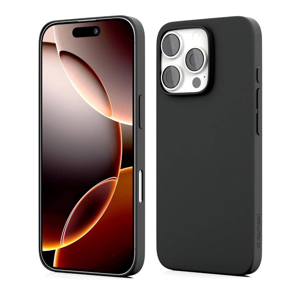 Kamaki Liquid Silicone Cover, Compatible with iPhone 15 Pro, Shockproof & Anti-Scratch, 6.1 inch, Soft Microfiber Lining, Full Body Protection (Black)