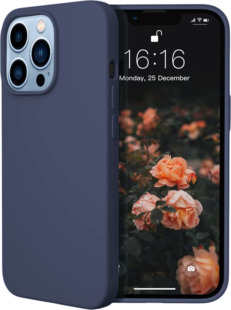 LOXXO® Microfiber Candy Case Compatible for iPhone 13 Pro Max, Shockproof Slim Back Cover Liquid Silicone Case - Dark Navy Blue