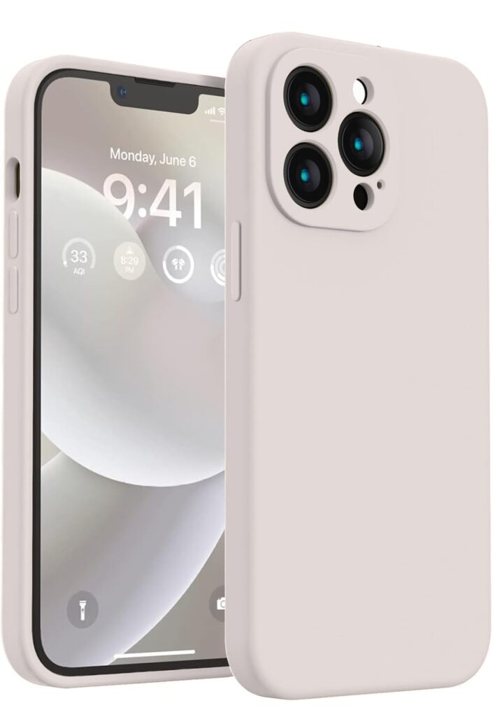 LOXXO® Square Candy Liquid Silicone iPhone Case Cover Compatible for iPhone 13 Pro, All Cube Series with Microfiber Lining Compatible iPhone 13 Pro (6.1 inch) - Stone