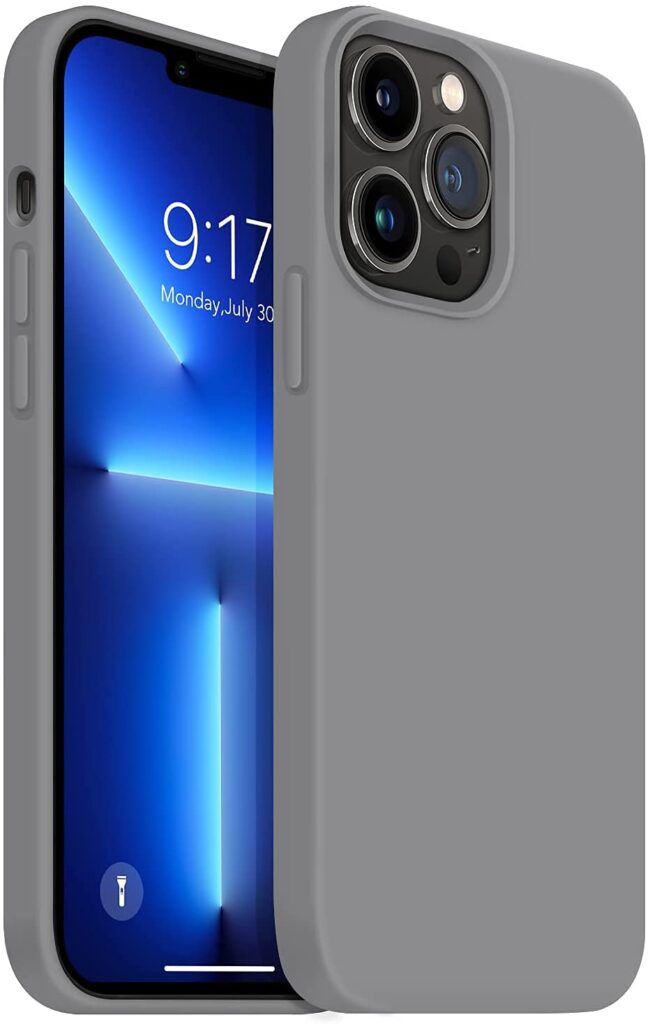 M Cart Silicone Material case Cover for iPhone 13 Pro max Charcoal Grey Pack of 1