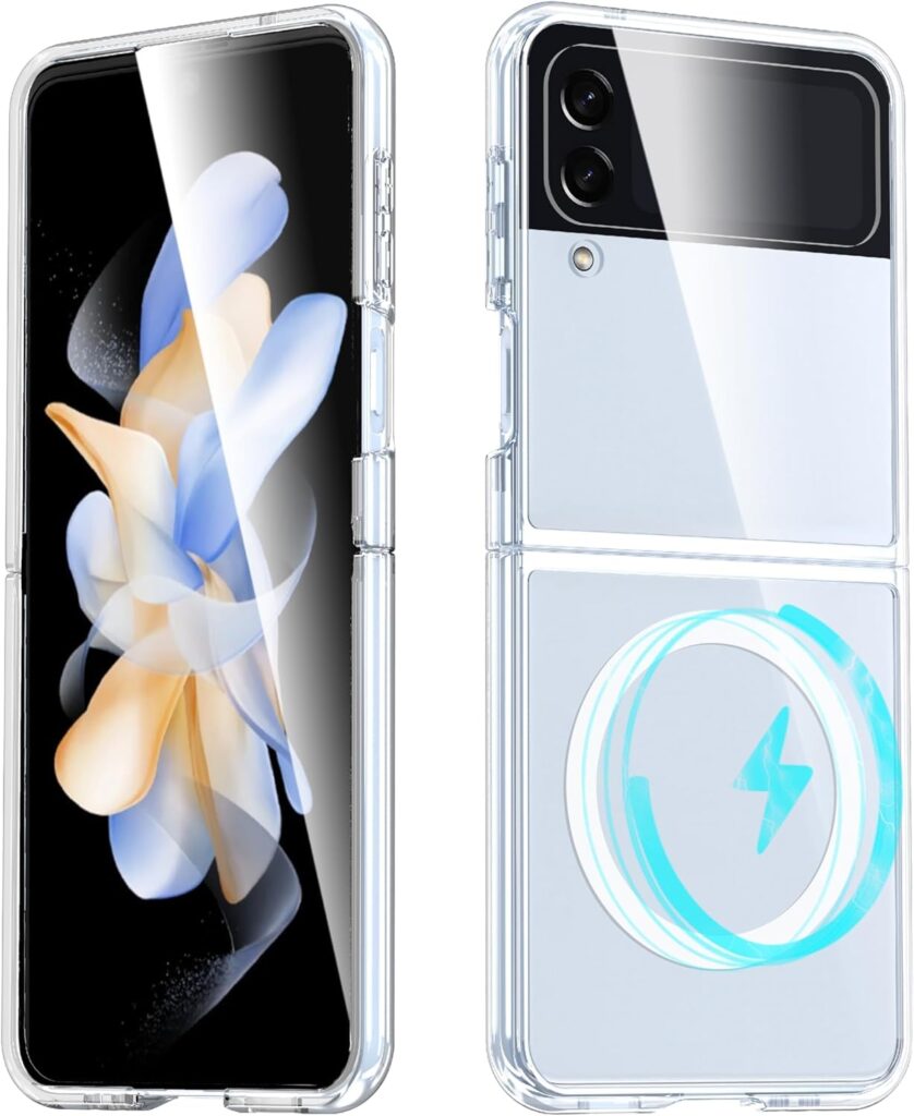 MACLEN for Samsung Galaxy Z Flip 4 5G Magnetic Transparent Case | Shock Proof Design & Camera Protection | Magsafe Wireless Charging case | Sleek Hard Crystal Cover - Clear Back